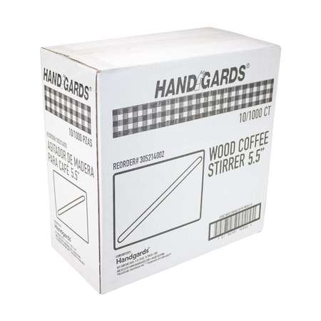 HANDGARDS Handgards 5.5" Wood Coffee Wood Stirrer, PK1000 305214002
